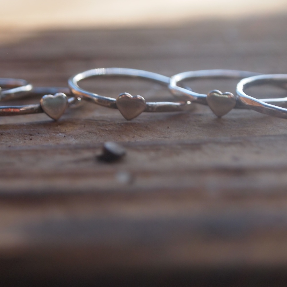Silver, Heart, Stacking Rings - Picture 6 of 7